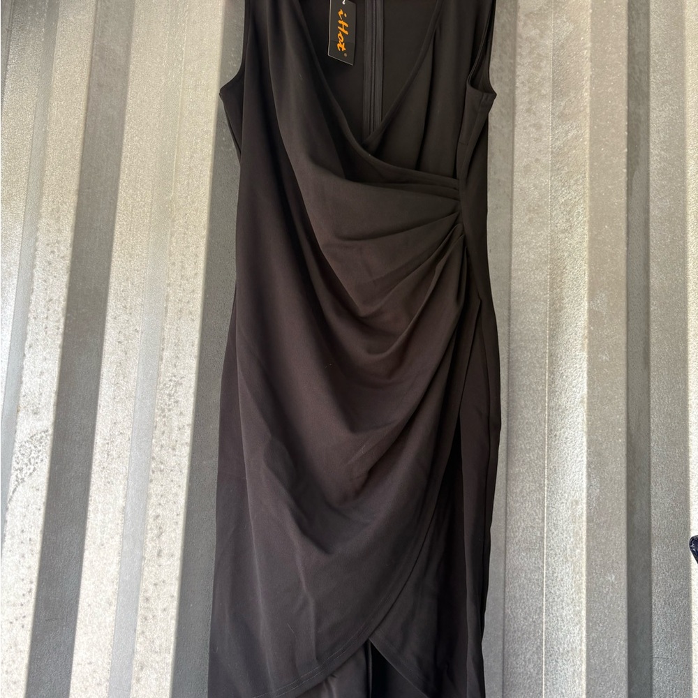 Elegant Black Draped Dress